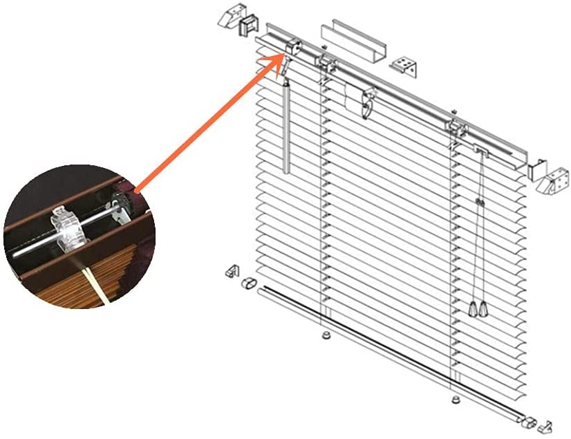 2pcs Low Profile Wand Tilter Mechanism with 7/32" Hexagon Shaped Gear Hook Connection for Low Rail Horizontal Wood and Faux Wood Blinds headrail