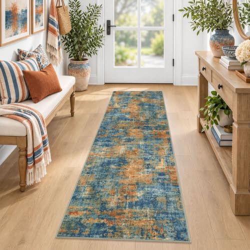 Abstract Washable 2x6 Hallway Runner Rug Non Slip Kitchen Runner
