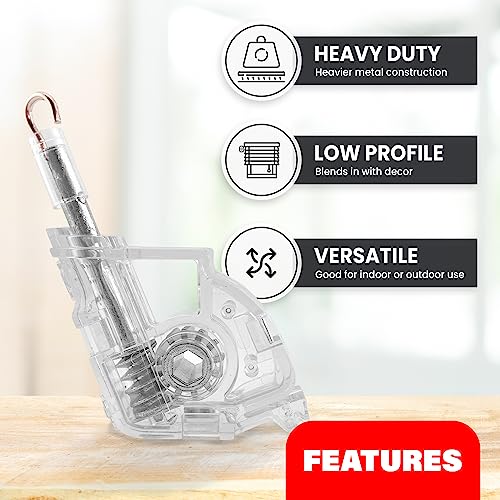 Amazing Drapery Hardware Low Profile Wand Tilter, Set of 2 - Durable Metal Construction, Heavy Duty Hexagon Gear/Hook Connection - Clear Blind Tilt Mechanism for 2" Horizontal Blinds