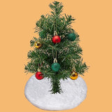 Christmas Tree Skirt Decoration 15" Mini Plush White Faux Fur Xmas Tree Skirt Decorations for Christmas Party Holiday Deco