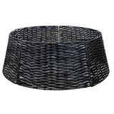 AuldHome Design Wicker Christmas Tree Collar (Black, 29-Inch), Real Wood Basket Weave Large Willow Tree Skirt