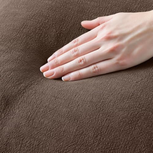 MIULEE Linen Fringe Decorative Fall Euro Pillow Covers Reddish Brown 24x24
