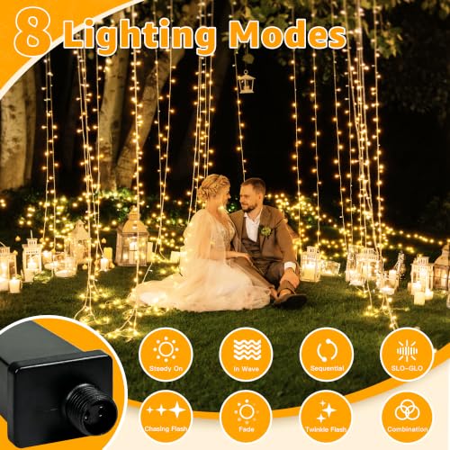 Ollny 120LED 40FT String Lights, Waterproof Connectable Fairy Lights with Timer 8 Modes, Warm White Plug in Indoor Light for Bedroom Classroom Outdoor Wedding Christmas Party Decorations