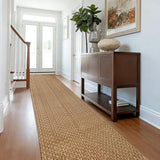 Tan Brown Boho Faux Jute Runner Rug 2x10 ft,Braided Farmhouse Non Slip Rug