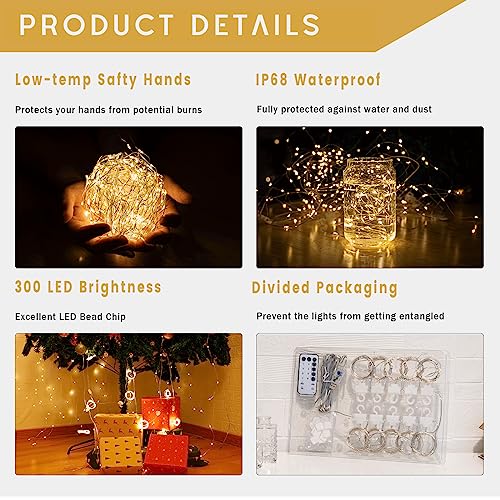 Fairy Curtain Lights for Bedroom, 9.8x9.8 Ft Fairy Lights Curtain with Remote, 300 LED String Light 8 Flashing Modes USB Plug in for Dorm Backdrop Window Wall Indoor Outdoor (Warm White)