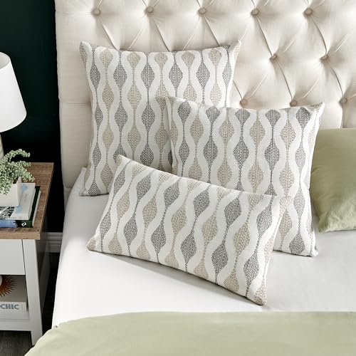 BLVD Eight Boyega Decorative Throw Pillow with Insert (Cover + Insert Included) – 18"x 18" Down Alternative – USA Woven -Sofa & Bed Pillow for Living Room & Bedroom - CAL117 Compliant, Single Pack