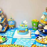 Cartoon Story Birthday Candles Blue Sky White Clouds Small Rocket Candle Holder Cartoon Themed Birthday Party Supplies (No.2)