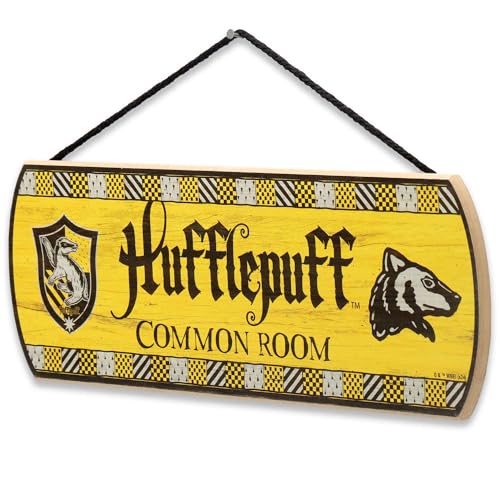 Harry Potter Hufflepuff Common Room Hanging Wood Wall Decor - Fun Hufflepuff Sign for Teen Bedroom or Movie Room
