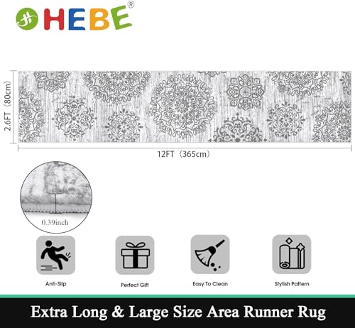 HEBE Hallway Runner Rug 2'8''x12', Washable Non Slip Kitchen Rug Runner