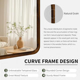 Wood Bathroom Mirror for Wall,Rectangle 24 x 36 inch Hanging Vanity Brown Tempered Mirrors with Rounded Corner for Living Room,Bedroom,Entryway (Walnut, 24x36 Inch)
