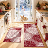 Findosom Christmas Kitchen Rugs Sets of 2, Floral Washable Kitchen Runner