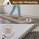 COSY HOMEER Long Kitchen Floor Mats for in Front of Sink Super Absorbent Kitchen Rugs and Mats 24"x48" Non-Skid Kitchen Mat Standing Mat Washable,Polypropylene,Brown,Frame