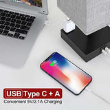 Bedside Table Lamp for Bedroom - Touch Small Lamp with USB C+A Charging Ports & AC Outlets, 3 Way Dimmable Nightstand Light for Living Room (LED Bulb Included, Grey)