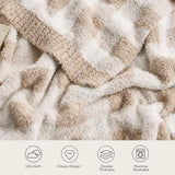Snuggle Sac Checkered Throw Blanket for Couch, Super Soft Cozy Warm Knit Netural Decorative Fluffy Blankets, Reversible Buffalo Plaid Microfiber Throws for Sofa Bed, Plaid Beige, 50x60 Inches