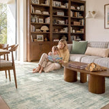 9x12 Area Rug for Living Room Washable Abstract Sage Green Carpet