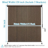 Amagenix Outdoor Roller Shades, 220GSM HDPE Exterior Cordless Patio Shades Roll Up Outdoor Blinds for Porch Gazebo 10'(W) x 8'(H), Spliced Poles Design, Mocha