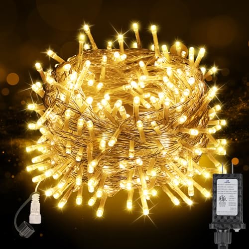 70FT 200LED Christmas String Lights Plug in, Outdoor Indoor Connectable Twinkle Fairy Lights with Timer and 8 Modes, Christmas Tree Lights for Garden Party Wedding Christmas Decoration, Warm White