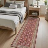 Oriental 2x8 Runner Rug Vintage Hallway Runner Rug Non Slip Machine Washable Stain Resistant Rugs for Bedroom Bedside Kitchen Entryway Burgundy Red Carpet Runners