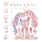 decalmile 2 Large Size Unicorn Wall Decals Unicorn Flower Butterfly Wall Stickers Baby Nursery Kids Room Girls Bedroom Wall Decor