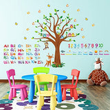 Pajean 4 Sheets Alphabet & Number Wall Decals for Kids Numbers Learning Children Educational Wall Decals ABC Weather Tree Stickers Animal Stickers for Bedroom Classroom Playroom Decor