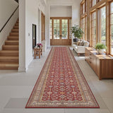 Oriental 2x12 Runner Rug Vintage Hallway Runner Rug Non Slip Machine Washable Stain Resistant Rugs for Bedroom Bedside Kitchen Entryway Burgundy Red Carpet Runners