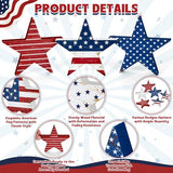 6 PCS 4th of July Wooden Signs, Red White Blue Star Patriotic Table Decor | Stable Base for Steady Standing, 4th of July Decorations, Table Shelf Tray Decor, 250th Anniversary, Memorial Day Display