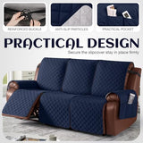 KinCam 100% Waterproof Recliner Loveseat Cover with Console X1, Recliner Couch Covers X1, Recliner Chair Covers X1(Dark Blue)
