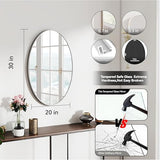 SCWF-GZ 20x30 Oval Mirror Round Full Length Wall Mounted Hanging or Against Wall Metal Aluminum Alloy Frame Dressing Make-up Mirrors for Entryway Bedroom Bathroom Living Room 30 20 inch Silver