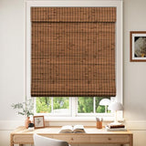 LazBlinds Cordless Blackout Bamboo Roman Shades, Room Darkening Blinds for Interior Windows, Thermal Insulated Roll Up Bamboo Blinds for Home & Patio, 34" W x 64" H, Penang Teak
