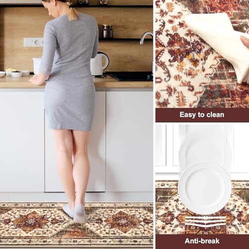 Washable Kitchen Runner Rugs Set of 3 with Non Slip Rubber Backing