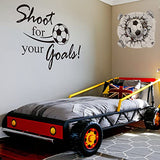 Gersoniel Soccer Wall Decal Gift 3D Soccer Wall Decor Stickers for Room Decor Football Stuff Shoot for Your Goals Football Sticker for Kid Boy Bedroom Art Decoration