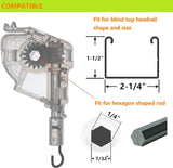 2pcs Low Profile Wand Tilter Mechanism with 7/32" Hexagon Shaped Gear Hook Connection for Low Rail Horizontal Wood and Faux Wood Blinds headrail