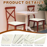 uxcell 2Pcs PU Leather Covers for Dining Room Chairs, Soft Waterproof Dining Seat Covers Removable Stretch Chair Cushion Slipcovers with Elastic Band for Home, Kitchen(45-56cm, L, White)