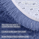 OLANLY Denim Blue Round Rugs for Bedroom - Machine Washable, 9 ft Circle Area Rugs for Living Room, Soft and Fluffy Shaggy Carpet for Teen Girl and Boys, Nursery Rooms, Dorms, Home Decor Aesthetic
