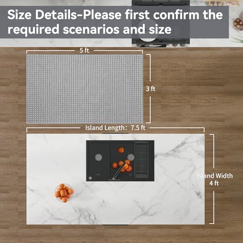 3x5 ft Area Rug Entryway Runner Kitchen Rugs Non Slip Washable Gray
