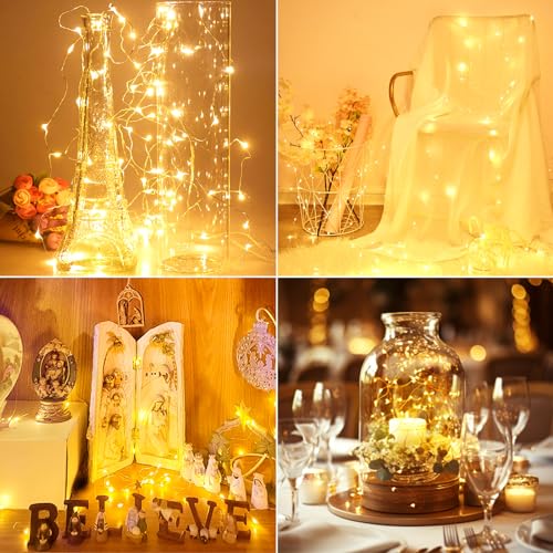kolpop 12 Pack LED Fairy Lights Battery Operated with 3 Modes, Mini Twinkle String Lights Battery Powered Waterproof for Christmas Mason Jars Party