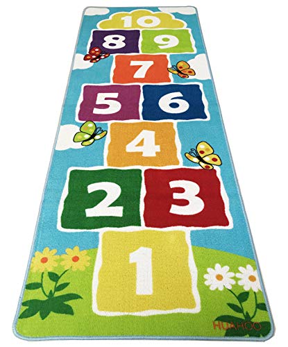 Hopscotch Rug Kids Rugs Classroom Rug Playroom Decor Non Slip Children's Carpet for Boys & Girls Best Shower Gift (70.8 x 26 inch)