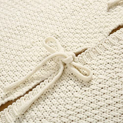 Sattiyrch Knit Christmas Tree Skirt,Luxury Cable Knitted Thick Rustic Xmas Tree Decoration (Cream, 36")