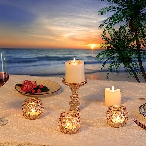24 Pcs Gold Votive Candle Holders Round Glass Candle Holders Bulk