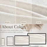 Joywell Linen Pinch Pleated Curtains 84 Inches Long 2 Panels | Thick Living Room Bedroom Drapes, Light Filtering Semi Sheer, Natural Cream Ivory Beige Birch, Boho Back Tab, with Clip Rings