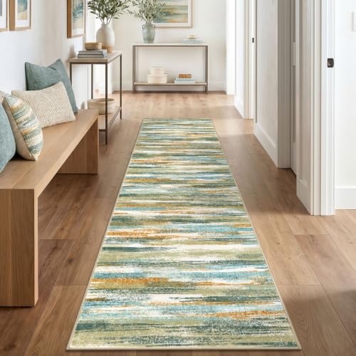 Abstract Washable Runners for Hallway 2.6x10 Runner Rug Non Slip