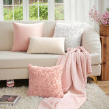 MIULEE 3D Rose Flower Pillow Cover Decorative Spring Floral Romantic Stereo Chiffon Aesthetic Solid Pillowcase for Girl Bedroom Living Room Decor 12x20 Inch Peach Pink