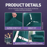 ZNSAYOTX Luxury Velvet Chair Slipcovers with Arms 2 Piece Stretch Chair Covers for Living Room Soft Armchair Slipcover Anti Slip Dog Pet Friendly Furniture Protector (Deep Teal),30"-47"(1 Cushion)