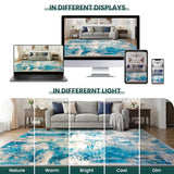 KOZYFLY Abstract Small Area Rugs 2x3 Washable Door Mat Turquoise/Beige/Grey