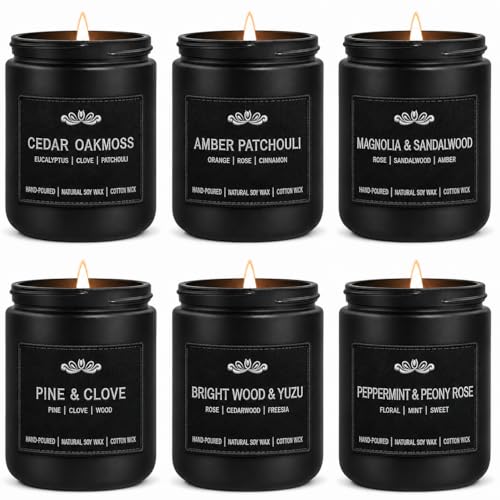 6 Pack Candles for Home Scented Aromatherapy Candles Gifts Set for Men, Men Candle Set, 42 oz 300 Hour Long Lasting Candles, Gifts for Mens Birthday Fathers Day Anniversary Present