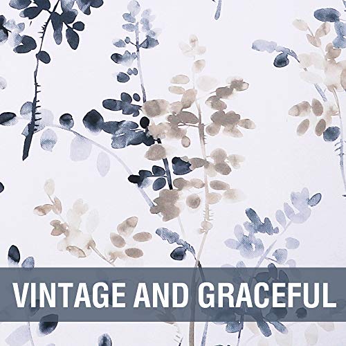 H.VERSAILTEX Blackout Curtains for Living Room Darkening Thermal Insulated Panels 84 Inch Long Light Blocking Grommet Curtains/Drapes, 2 Panels, Vintage Classical Floral Printing Bluestone and Taupe