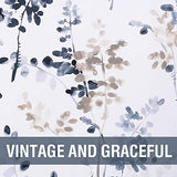 H.VERSAILTEX Blackout Curtains for Living Room Darkening Thermal Insulated Panels 84 Inch Long Light Blocking Grommet Curtains/Drapes, 2 Panels, Vintage Classical Floral Printing Bluestone and Taupe