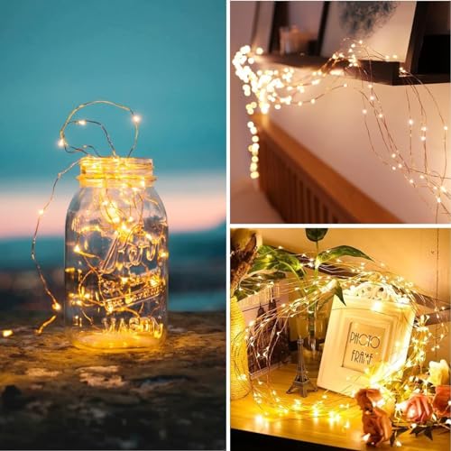 Fairy Lights Plug in,33Ft 100 LEDs Copper Lights Warm White,Christmas Lights Indoor Outdoor,Led Fairy String Lights for Bedroom Party Wedding Patio Christmas Tree Decoration