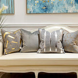 Avigers 20 x 20 Inches Grey Silver Striped Cushion Case Luxury European Throw Pillow Cover Decorative Pillow for Couch Living Room Bedroom Car