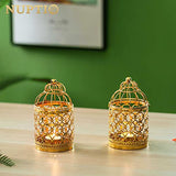NUPTIO Vintage Hanging Birdcage Lantern, 6 Pcs Small Metal Tealight Holder